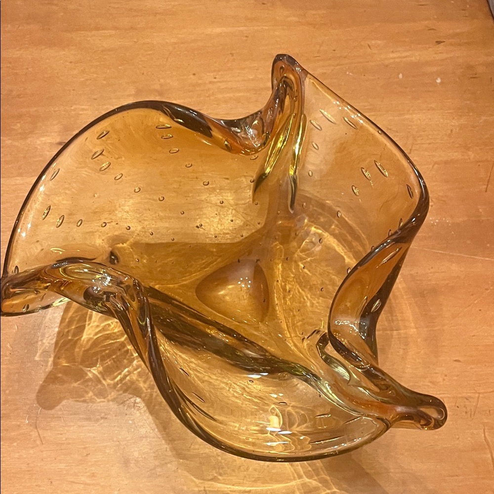 Amber Glass Art Bowl